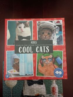 3/$10 🌟 Cool Cats 4 × 250 Piece Jigsaw Puzzle Collection by Professor Puzzle