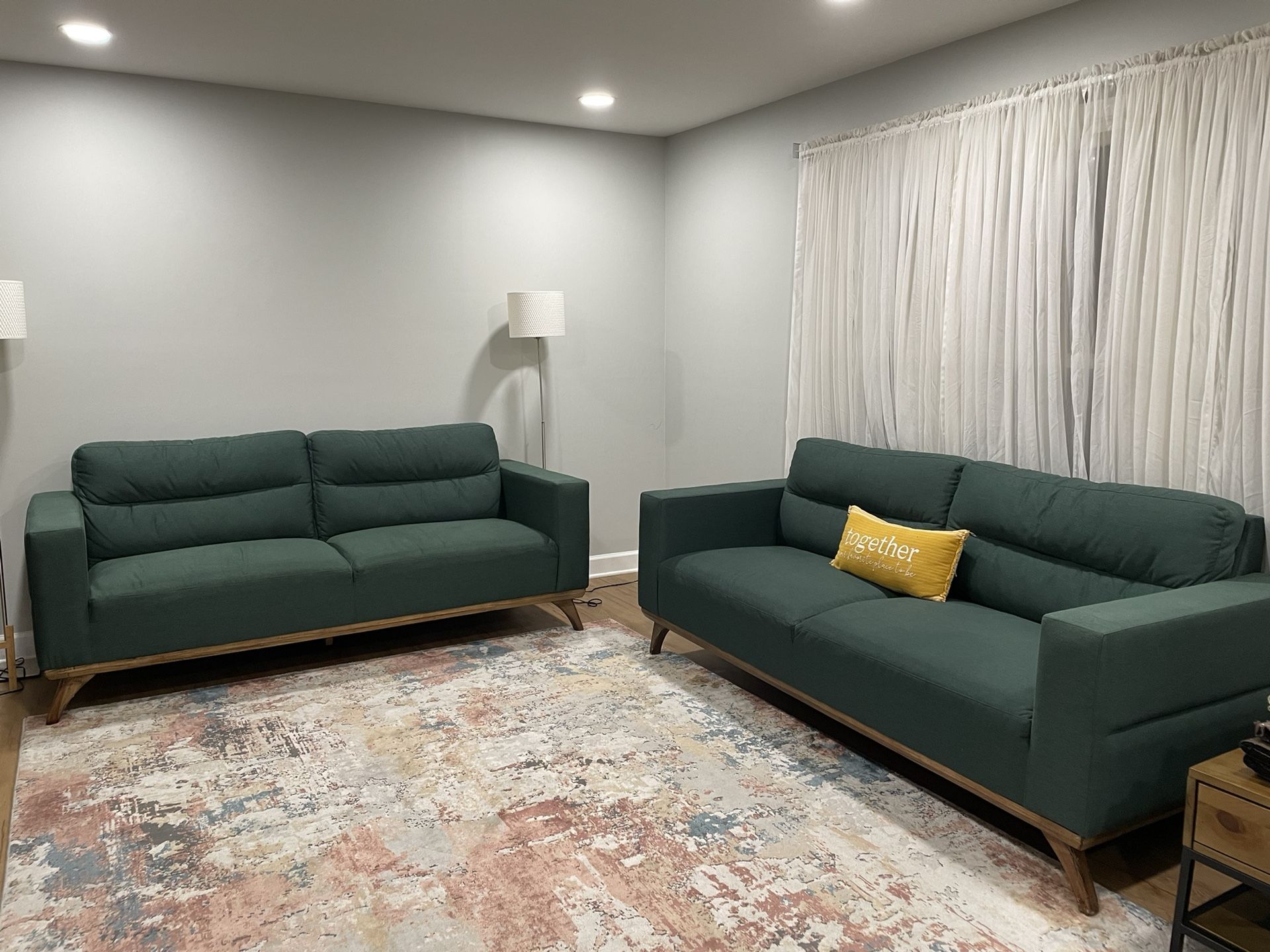 Like New Green Fabric Couches