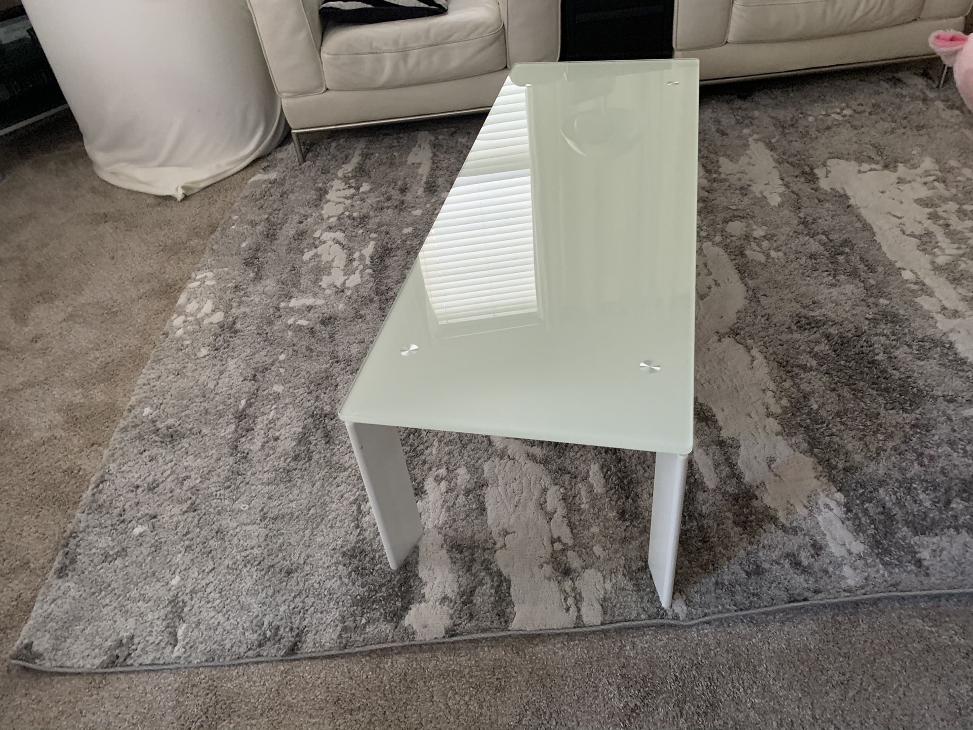 White Solid Glass Coffee Table