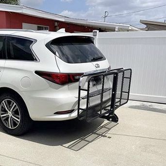 (New) $125 Folding Cargo Rack Carrier 60x25 Inches Fold Up Basket 2” Hitch Receiver, 500lbs Max