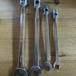 S-K TOOLS SK USA 6 pc Combination Open End WRENCH & SOCKET Set 7/16, 1/2, 11/16, 3/4