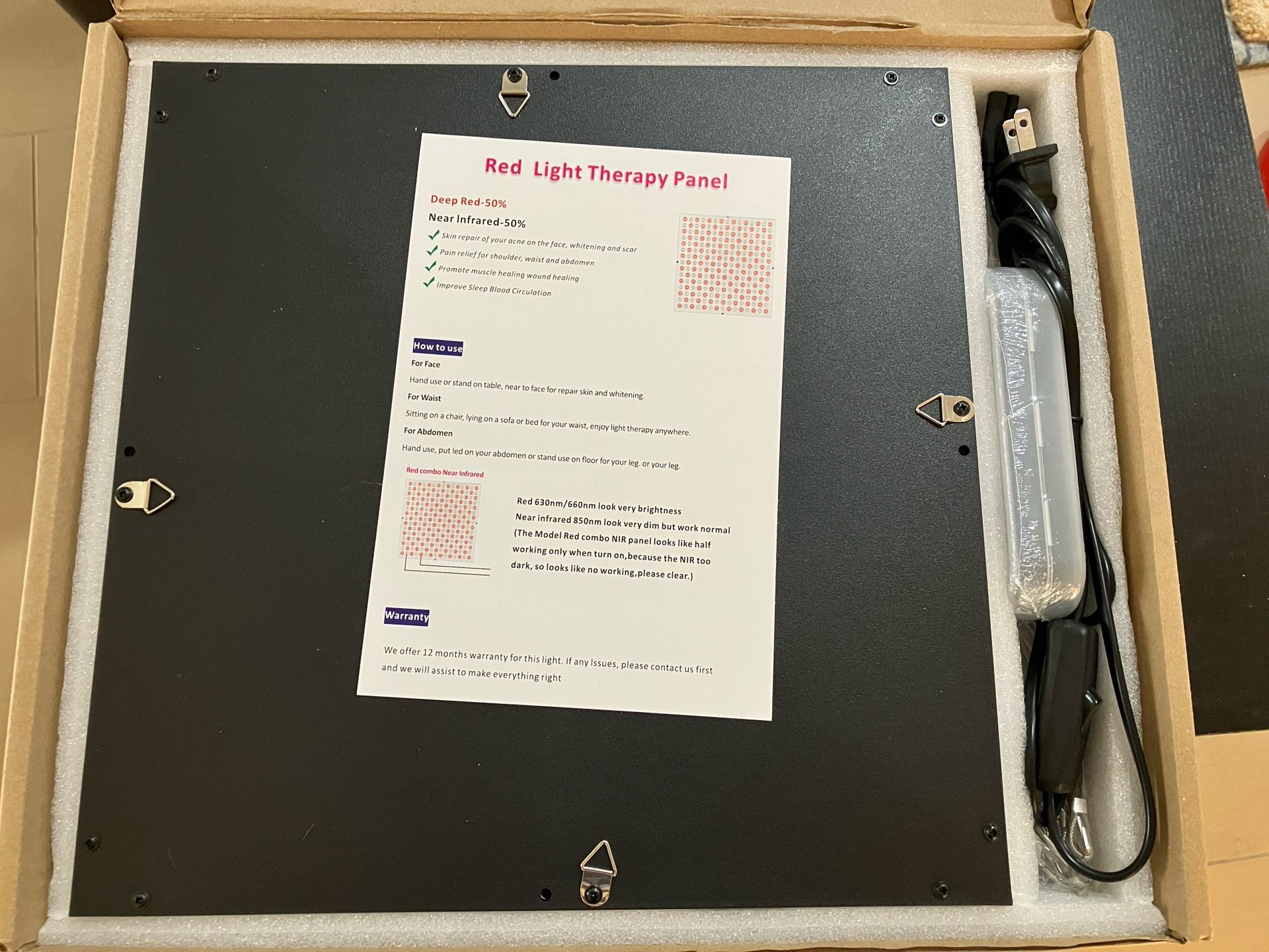 Brand New In Box Red Light Therapy Panel