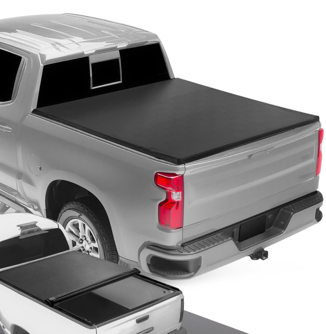 LA Zona Auto Parts 2004 to 18 Chevy Silverado Sierra 5.8 short bed Roll Up Tonneau Bed Cover Cubierto Tapa Enrolla Soft