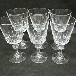 Set Of 6 Adagio Cut Crystal Wine Goblets 