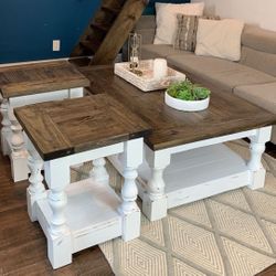 Custom coffee table farmhouse Wood  Modern Rustic Center Oval Set End Table Side Table  Storage Monastery Set Chest  Restoration hardware Carpenter