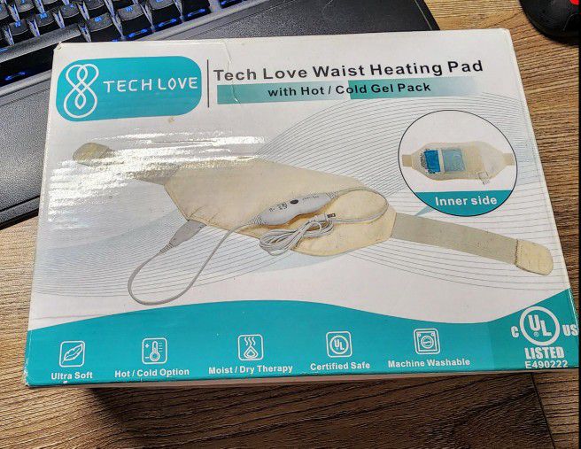 TECH LOVE ELECTRIC WAIST HEATING PAD WITH HOT/COLD GEL PACK