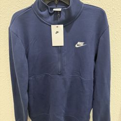 [New with Tags] Midnight Navy Nike Men's Sportswear Club Brushed-Back 1/2 Zip Pullover Sweatshirt 