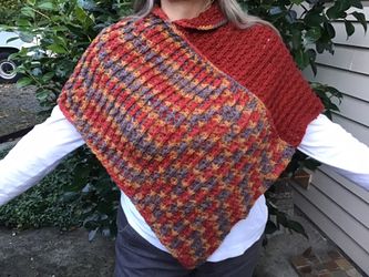 Fall Shawl/Poncho, Autumn Colored Poncho, Hand crocheted poncho