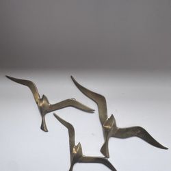 Vintage Brass Seagulls Set Of 3