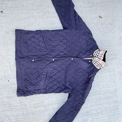 Vintage Navy blue Burberry quilted reversible men’s corduroy collared jacket