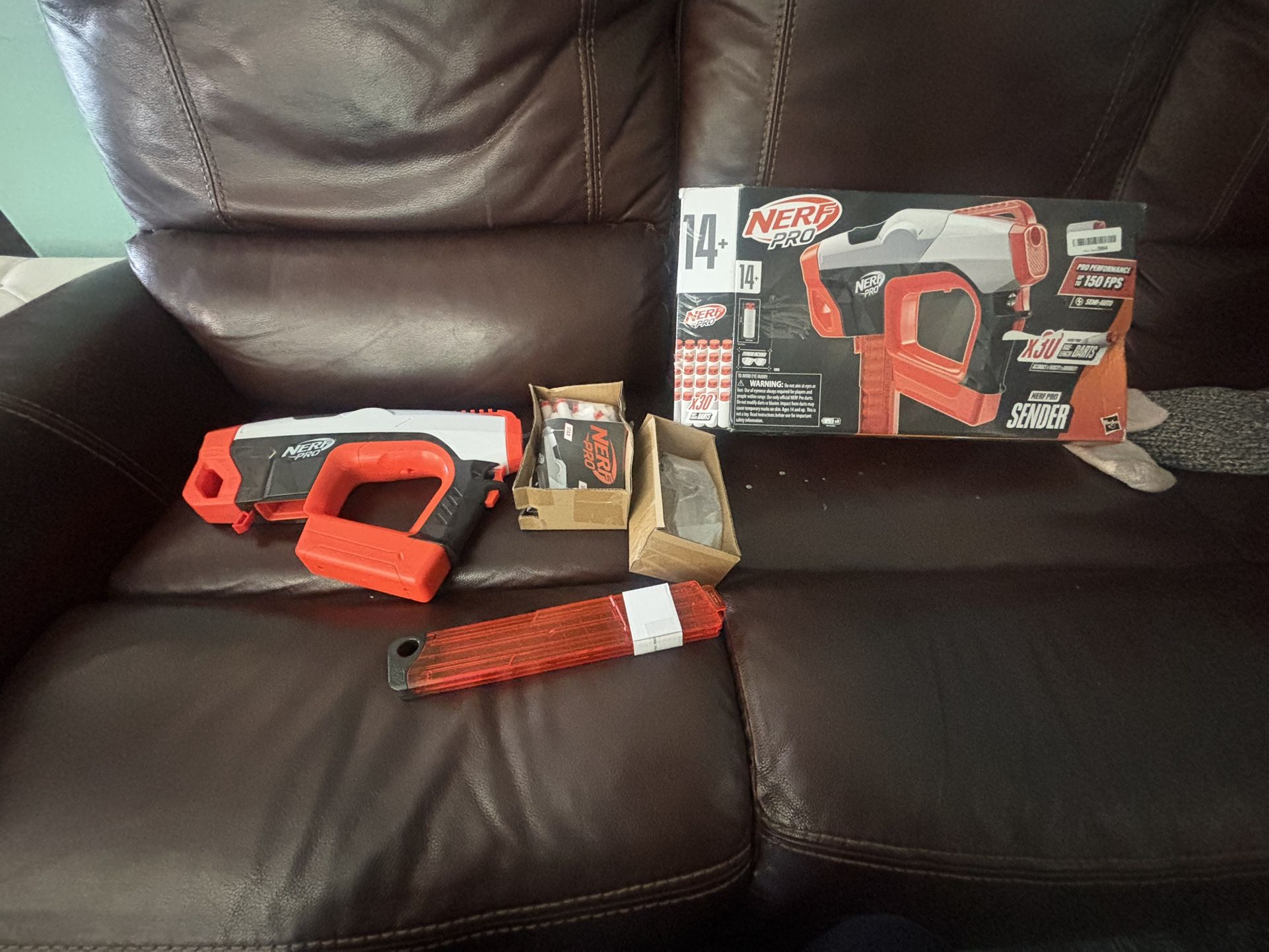 Nerf Pro SENDER Blaster Gun - Shoots Up To 150 FPS! x30 Half Length Darts