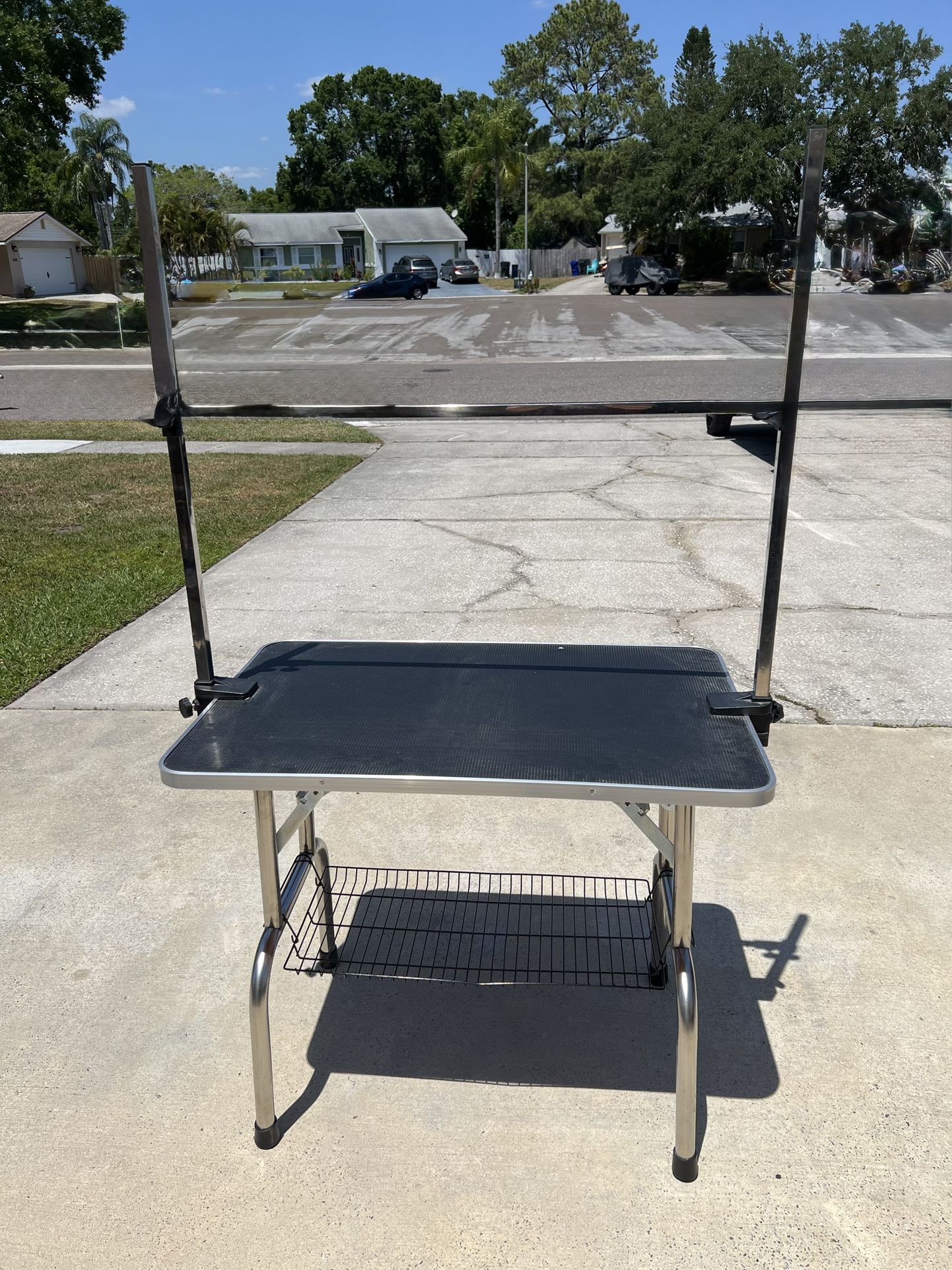 Stainless Steel Dog & Cat Grooming Table, Black, 45-in