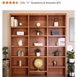Concepts In Wood 84 in. Dry Oak Wood 18-shelf Standard Bookcase with Adjustable Shelves