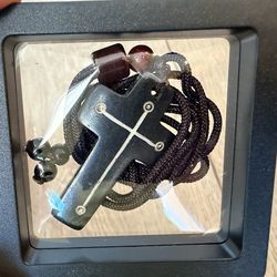 NEW Joddfly Handmade Tribal Cross Necklace, Black Bone Pendant with Brown Wooden Beads, Adjustable Cord 25.6 Inches, Religious Jewelry