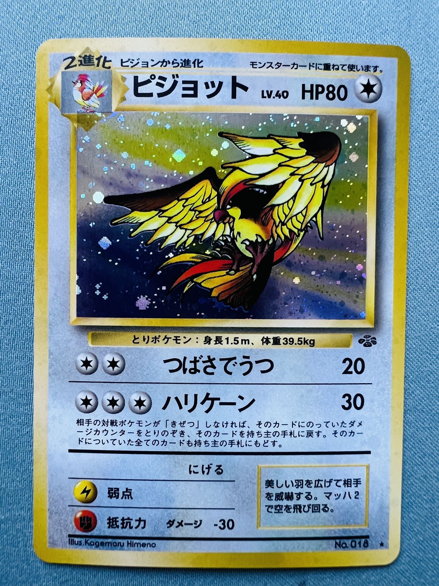 Pidgeot 018 Japanese Jungle Holo Rare 1997 Pokemon Card NM -