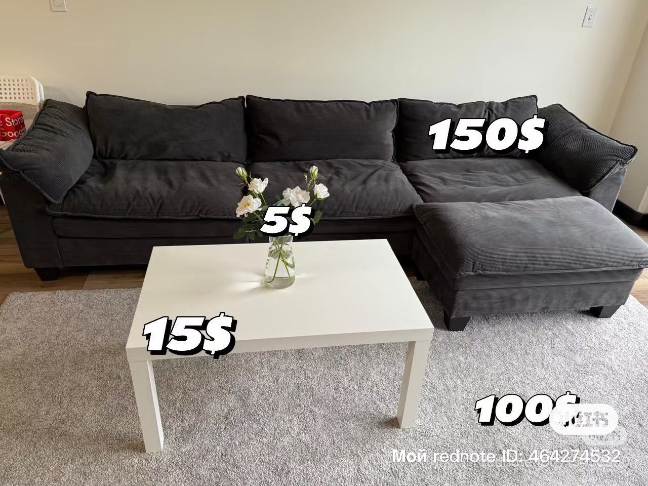 Sofa,  Coffee Table, Rug 