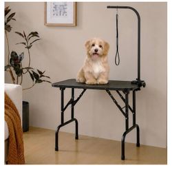 32 Inch Sturdy Dog Grooming Table for Home, Black