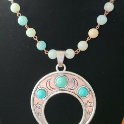 Moon And Amazonite Bead Necklace (Lowered Price)