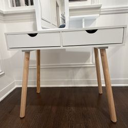 Costzon Kids Vanity Set, Girls Vanity Set with Mirror 