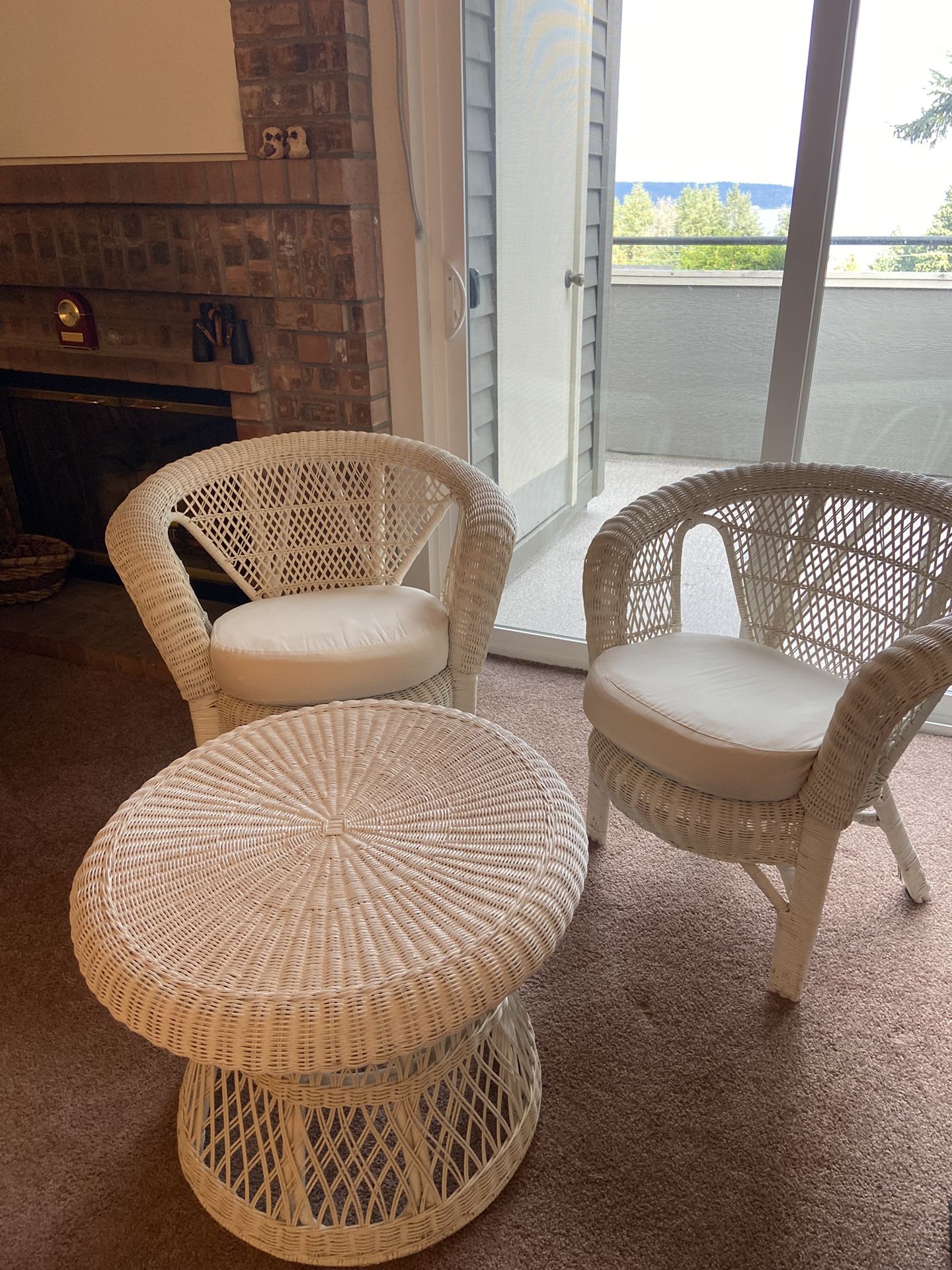 Wicker Set-Bookshelf, Chairs, Table