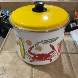 Vintage West Bend Enamelware Crab Pot 5 Quart Steamer Basket 