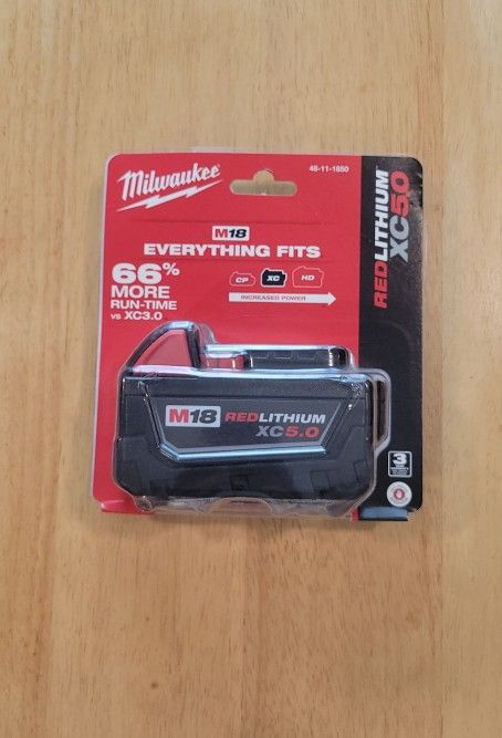 Milwaukee M18- 5.0 Battery- Brand New