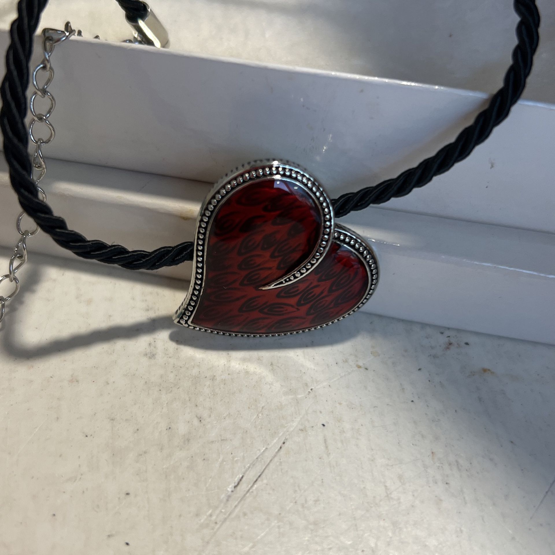 Lia Sophia Red Burning Heart Necklace 