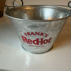 Franks  Hot, Cayenne Pepper Sauce Galvanized Bucket Great For Plants Collectible Bucket