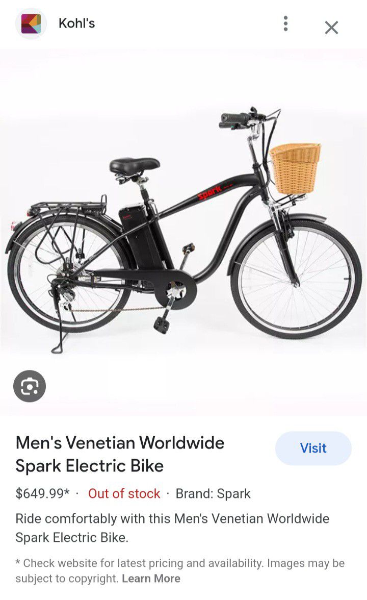 Men's Venetian Worldwide Spark Electric Bike