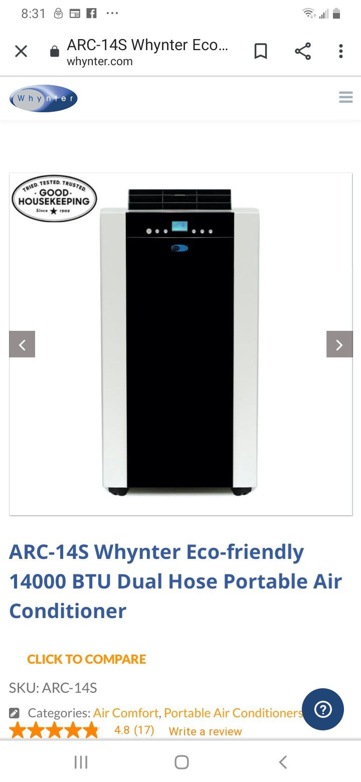 Wynter Portable Air Conditioner Arc 15S
