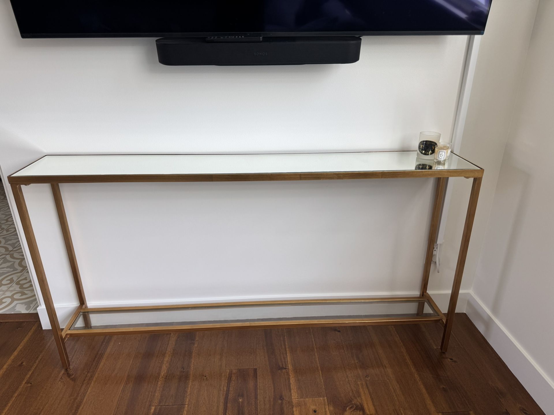 Gold Mirrored Console Table And Accent Table