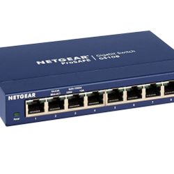 NETGEAR 8-Port Gigabit Ethernet Unmanaged Switch (GS108) - Desktop or Wall Mount, and Limited Lifetime Protection