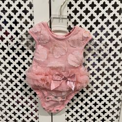 0-3 Months Coral Flower Petal Bodysuit with Ruffle Tutu Peach
