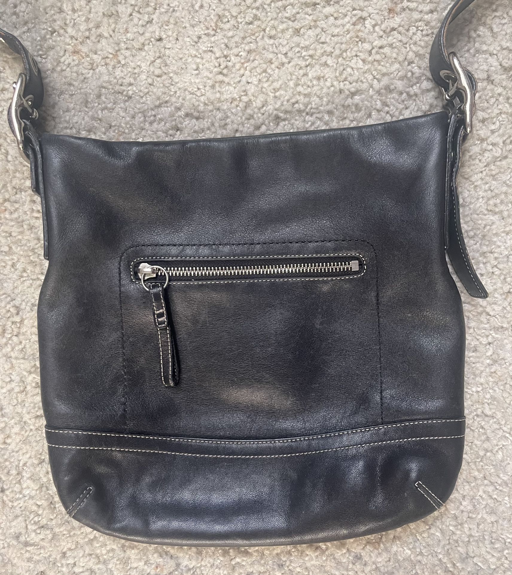 Coach Black Leather Vintage Purse With Long Leather Shoulder Strap