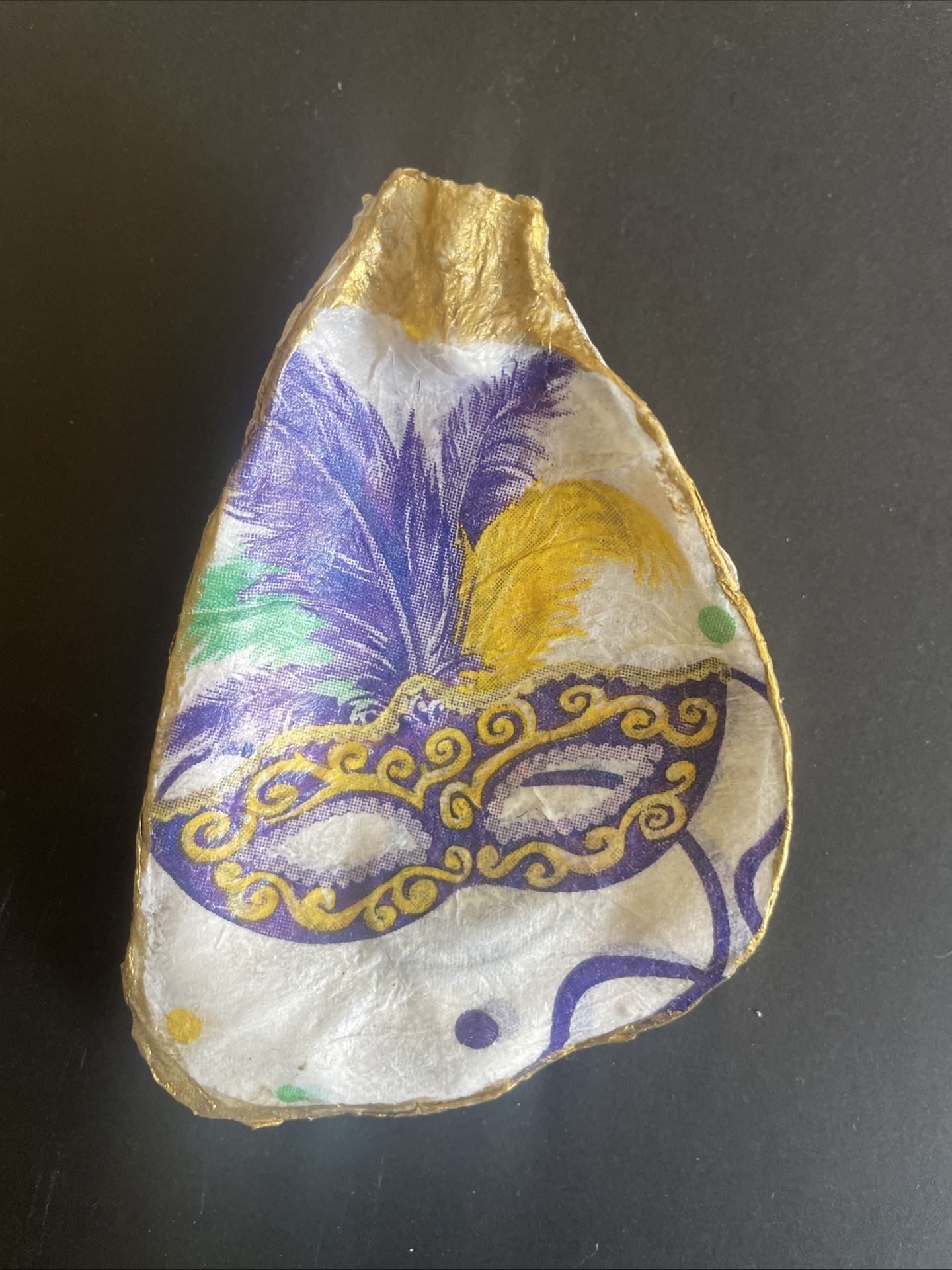 Mardi Gras Decor Decoupage Oyster Shell