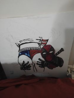 Deadpool & Harley Quinn painting