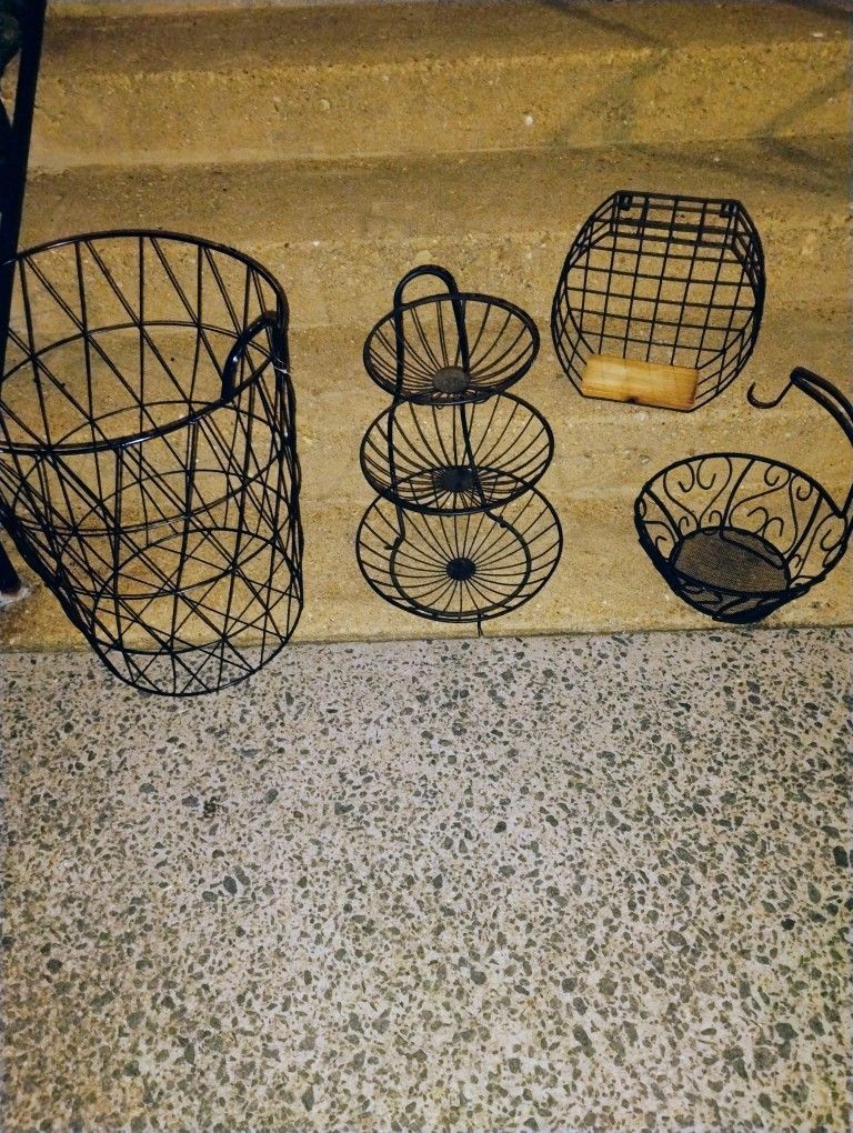 All For $25. Laundry Hamper Fruit Bowls Small Wall Shelf Pickup Only Cash