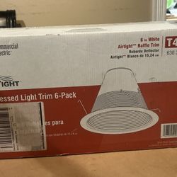 Commercial Electric 6 in White Baffle Recessed Air Tight Light Trim T49 6 pack