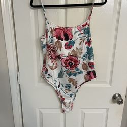 Pink And White Floral Bodysuit Size XL