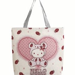 Hello Kitty Canvas Large Tote Bag Purse