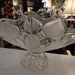 Unique Vintage Pedestal Frosted Fruit Bowl
