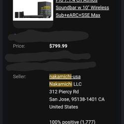 Nakamichi 7.1.4 Soundbar With Surround Sound And Subwoofer 