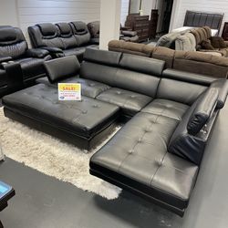 Summer clearance sale. Ibiza black sectional with ottoman only $899. Easy finance option. Same-day delivery.