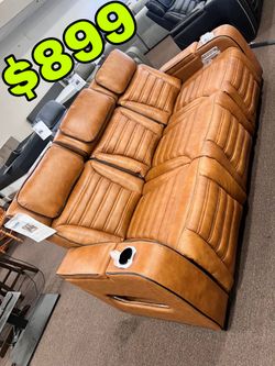 Beautiful New Power Double Reclining Sofa with Center Drop-Down Cup Holders