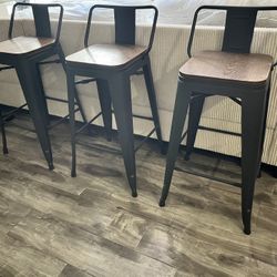 Wood and Metal Bar Stools 