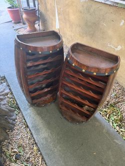 Wooden Barrel Wine Rack Set of 2