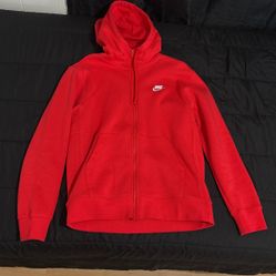 Nike Club Fleece Zip Up (Red) SIZE M