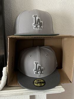 LA Dodgers New Era Ftitted Hat Gray 7 3/8