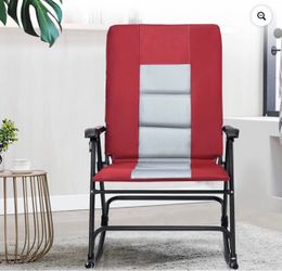 Foldable Rocking Padded Chair Portable Camping Chair with Backrest Armrest Red