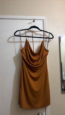 Tan one strap in the back dress